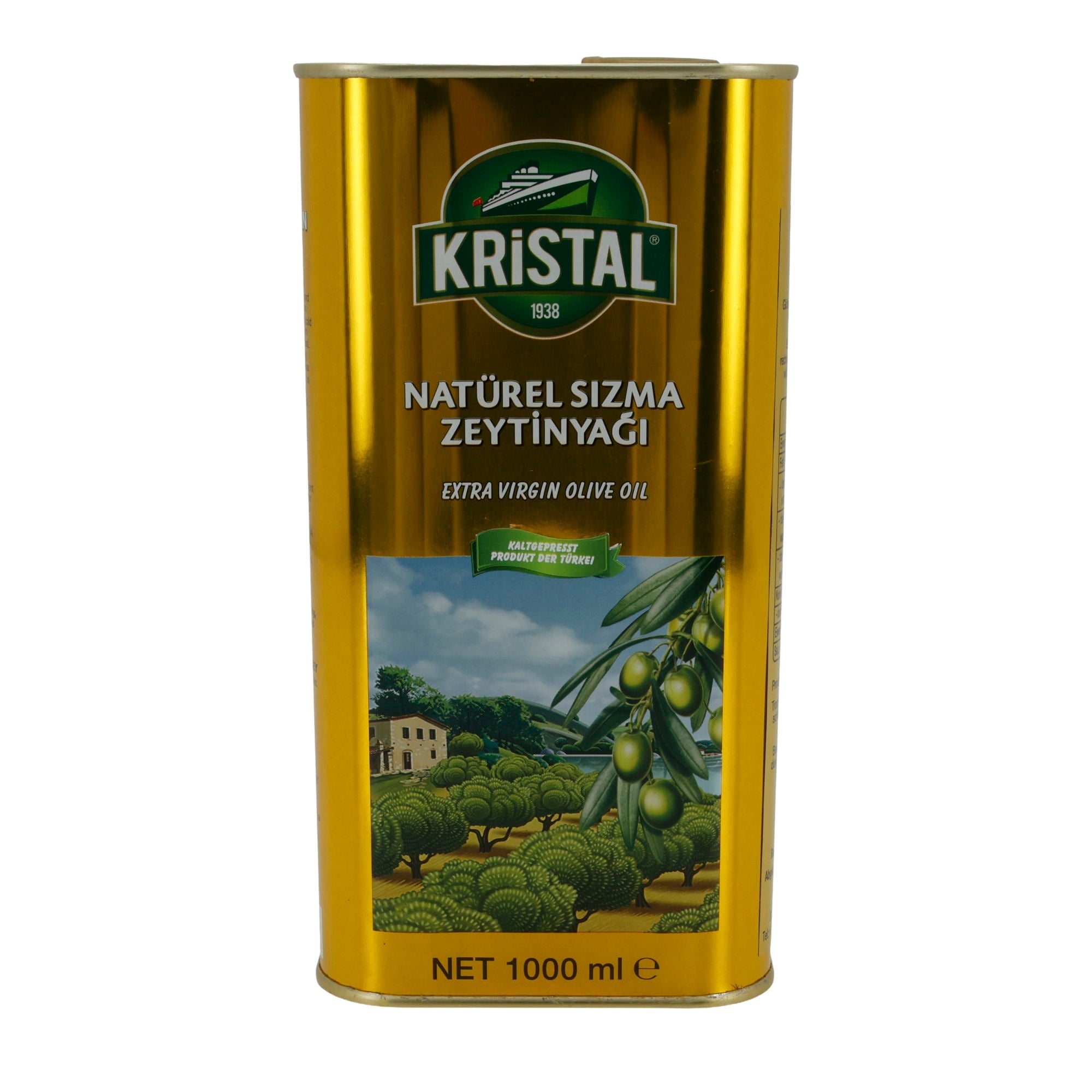 Olivenöl Kristal | Extra Virgin Öl | Kaltgepresst, aus der Türkei | 1000 ml KRISTAL